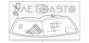 Headlight front right Ford Mustang 99-04 bare halogen, scratches, chips, broken fasteners
