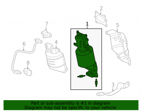 Exhaust manifold with catalytic converter rear Honda Accord 13-17 3.5