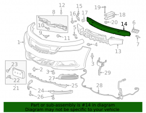 Front Bumper Reinforcement Chevrolet Impala 14-20