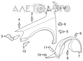 Front right mudguard VW Passat b8 16-19 USA crack