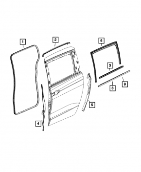 Door seal rear left Chrysler Pacifica 17- upper