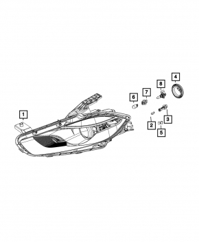 Dodge Dart 16-16 halogen black left front headlight