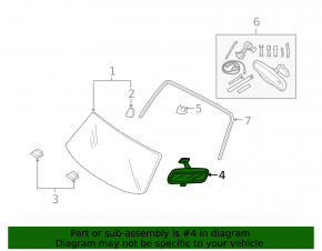 Interior mirror for Ford Escape MK3 13-16, black, empty