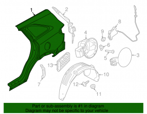 Quarter wing rear left Kia Sorento 16-20 red, pokes