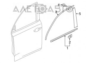 Upper Front Left Door Molding Acura MDX 14-20 Chrome