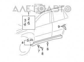 Right threshold Lexus RX300 RX330 RX350 RX400h 04-09 structure, sawed