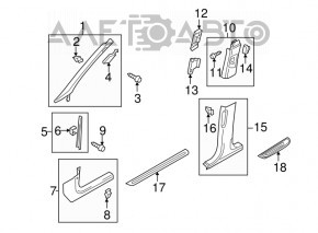 Inner door sill trim, front right, Audi A4 B8 08-16 sedan, black, worn