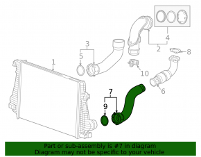 Lower left intercooler hose for a 1914 Cadillac CTS 2.0T