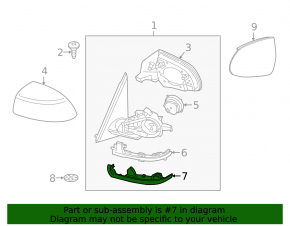 BMW X3 F25 15-17 right side mirror cover, lower, without camera