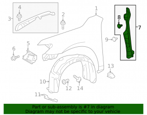 Left door-wing seal for Toyota Camry v50 12-14 USA