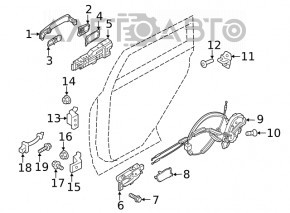 Upper rear left door hinge Nissan Kicks 18-24
