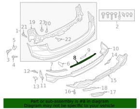 Rear bumper bracket, center lower, Audi Q3 83A 19-25 S-Line