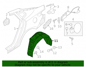 Rear left fender liner for Kia Optima 16-20