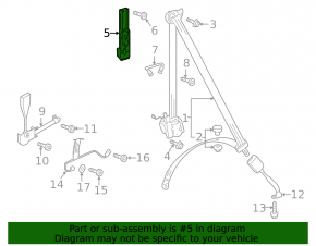 Front right seat belt height adjuster for Audi A3 8V 15-20 4d, 5d, cut