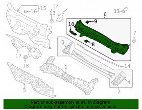 Windscreen wiper grille plastic Subaru XV Crosstrek 18-23 type 1