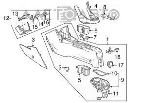Console center armrest and cup holders Buick Encore 13-16 black
