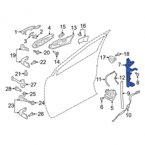 Front right door glass guide Ford Edge 15-24
