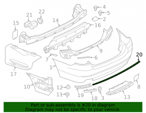 Rear bumper center molding for BMW 5 F10 11-16 Luxury Line