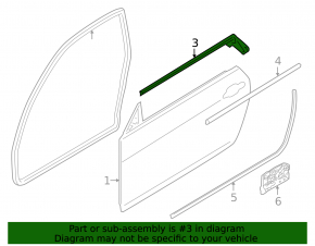 Inner front right glass seal for BMW 1 E82 08-13 convertible, Coupe