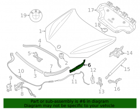 Left hood-wing seal for BMW X1 U11 24-25