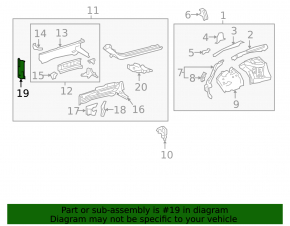 Front right side member nose for Toyota Prius 50 16-22