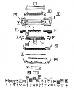 Jeep Compass 22 Front Bumper Lower Grille - Without Radar