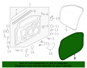 Front left door seal Audi A3 8V 15-20 4d, 5d