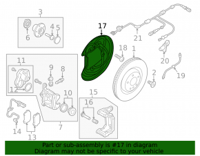 Rear left brake disc cover Audi A4 B9 17-25