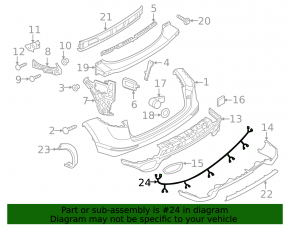 Wiring for the rear bumper of a Porsche Cayenne 958 11-14 for parking sensors