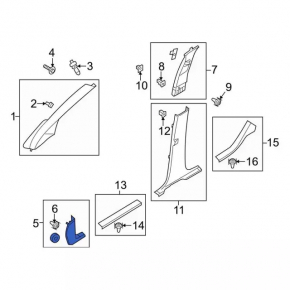 Ford C-Max MK2 13-18 black lower left front pillar trim
