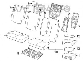 Rear row of seats 3 row Dodge Journey 11- cloth black