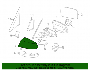 Left side mirror cover for BMW 5 F10 11-16 (upper) under the turn signal