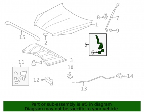 Right hood hinge for Toyota Rav4 06-12