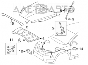 Right hood hinge for Toyota Rav4 06-12