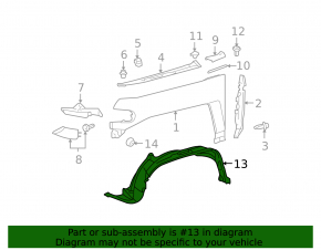 Front left fender liner for Toyota FJ Cruiser 2007-2014
