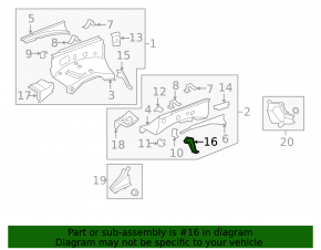 Left Lexus LX570 08-21 outer fender apron bracket