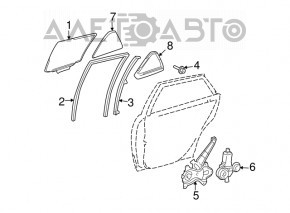 Rear right window seal for Lexus RX300 RX330 RX350 RX400h 04-08