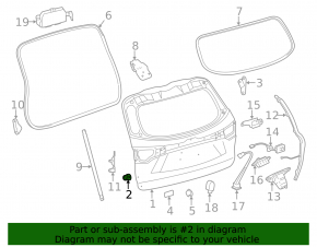 Left tailgate bumper Toyota Highlander 14-19