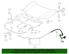 Hood release cable Honda Insight 19-22 interior