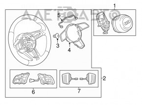 Audi A4 B9 17-19 leather steering wheel, black, heated, with paddle shifters, no buttons, scratches, needs cleaning