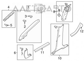 Front left door sill plate for Ford C-max MK2 13-18 black