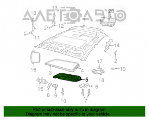 Left visor Jeep Patriot 11-17 gray, without hook, dry cleanable