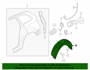 Rear right mudguard Audi Q7 4L 10-15