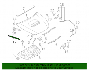 Hood shock absorber left Subaru Outback 10-14