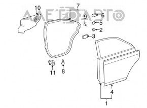 Door assembly rear left Toyota Camry v40 silver 1D4, butt