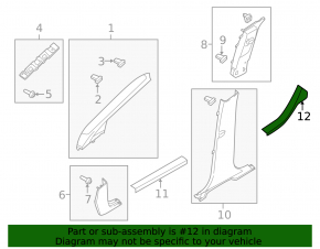 Ford C-max MK2 13-18 rear right door sill plate, black