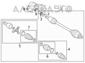 Drive axle shaft front right VW Atlas 18-23 3.6 FWD