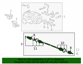 Drive axle rear left Acura MDX 14-15