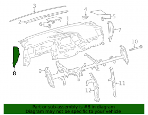 Dashboard cover side left Toyota Highlander 14-19 beige