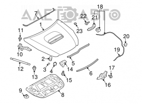 Right hood hinge for Subaru Outback 10-14